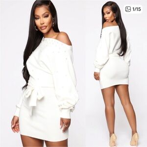 NWT Fashion Nova Pearls Are Everything Sweater Mini Dress

Worn only once!